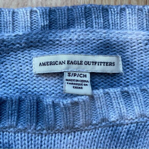 American Eagle Blue Tie-Dye Tight Knit Sweater - Size: Small - Picture 3 of 6